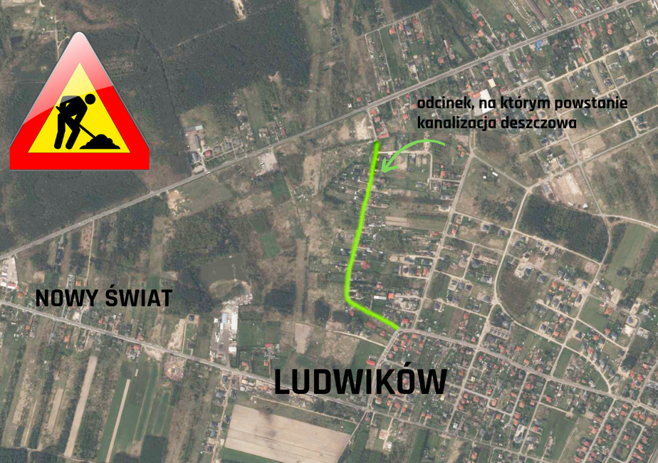 Ilustracja do informacji: Ruszają budowa kanalizacji deszczowej w Ludwikowie. Będą utrudnienia w ruchu
